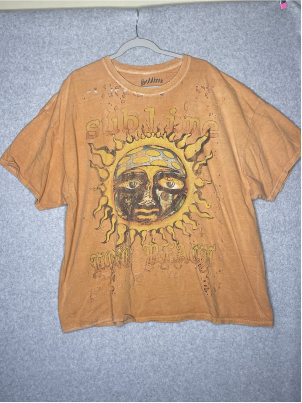 Sublime Long Beach Distressed Graphic Band T-Shirt Orange Men’s L/XL Cotton